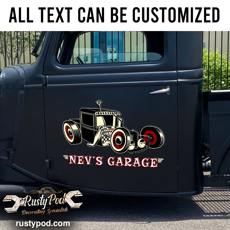 ★ RAD ROD Garage　　　　　　　　　　　　　　　　【特典会員限定】 personalized rat rod garage vinyl sticker 10772 - Rustypod Store